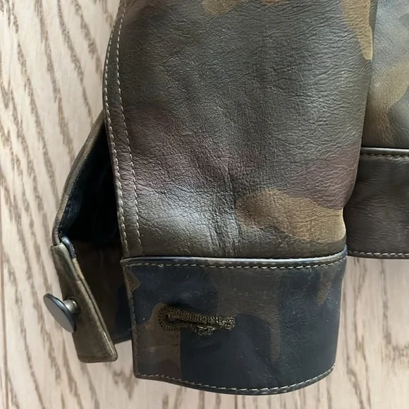 Mens Camo Leather Jacket/ Chrome Hearts Leather